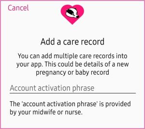 Badger Notes app screenshot adding care record option screenshot