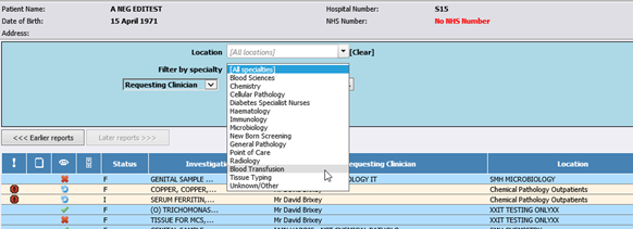 ICE request history for patient