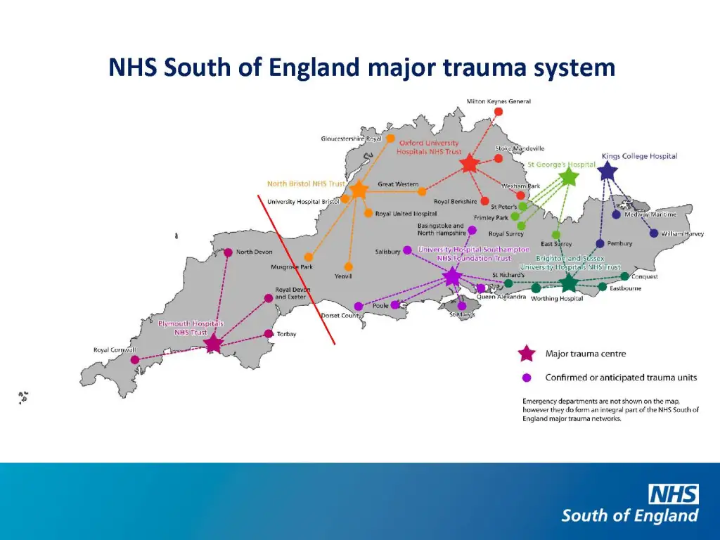 map of South of England Major Trauma network map of South of England Major Trauma network
