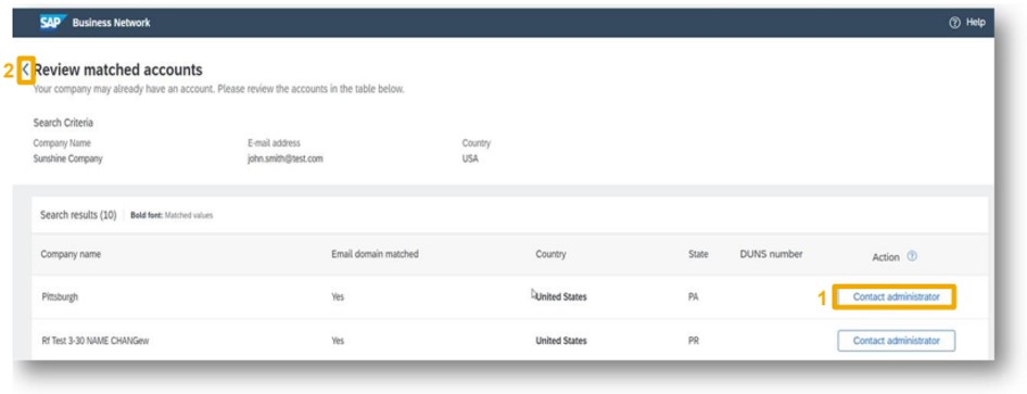 Review existing Ariba Network accounts screen