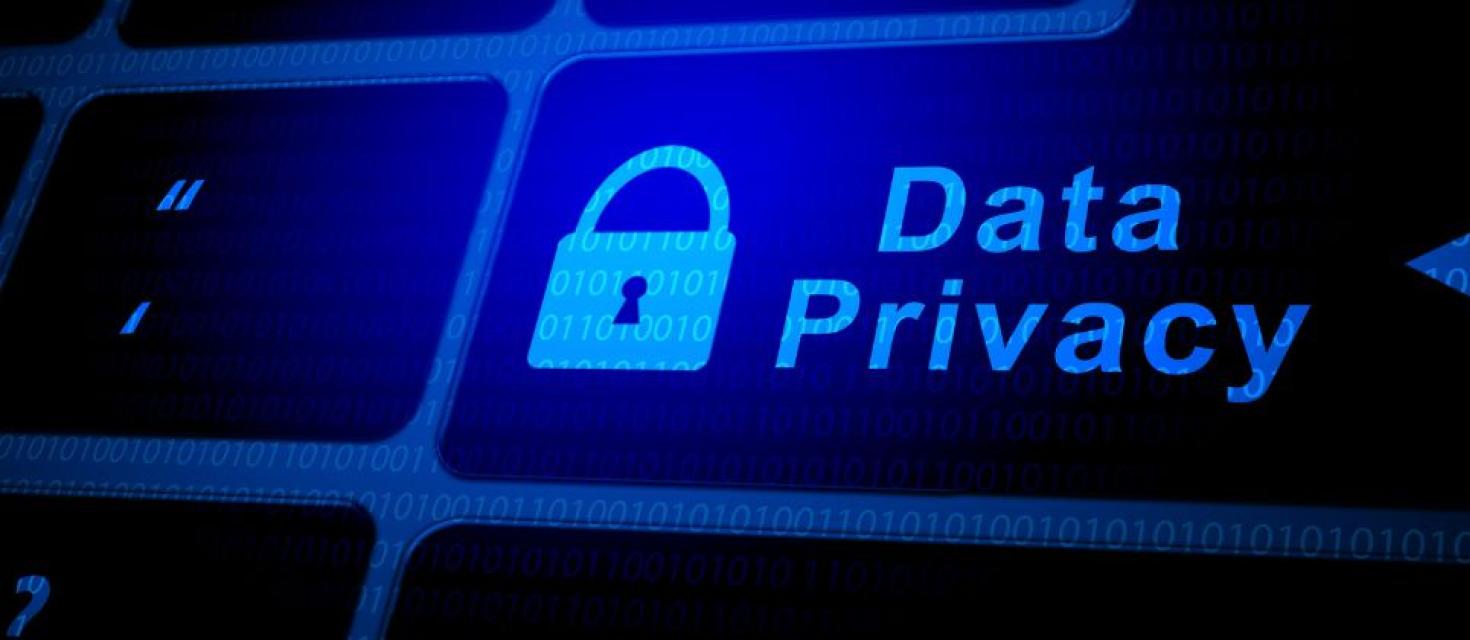 Image of padlock with data privacy written next to it on a blue background