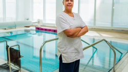 Carmen Mitchard at the pool area within the Brunel Building