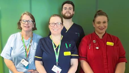 The Acute Oncology nurse team, from left to right: Rachel Eldridge, Sarah Colsey, Taal Murray, and Alessandra Bartlett.