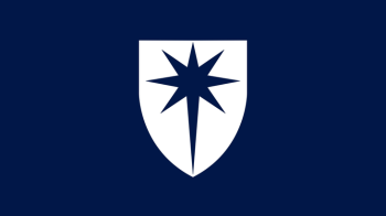 RCOG logo White shield crest with 8 pointed star on navy blue background