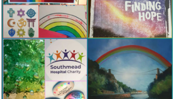 Finding hope, Thank you NHS and rainbow paintings by Ellen Devine 